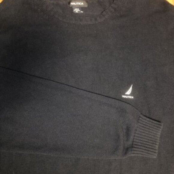 Nautica Pullover Sweatshirt Soft Men’s XL Navy Blue Black With Logo Casual - Picture 1 of 9